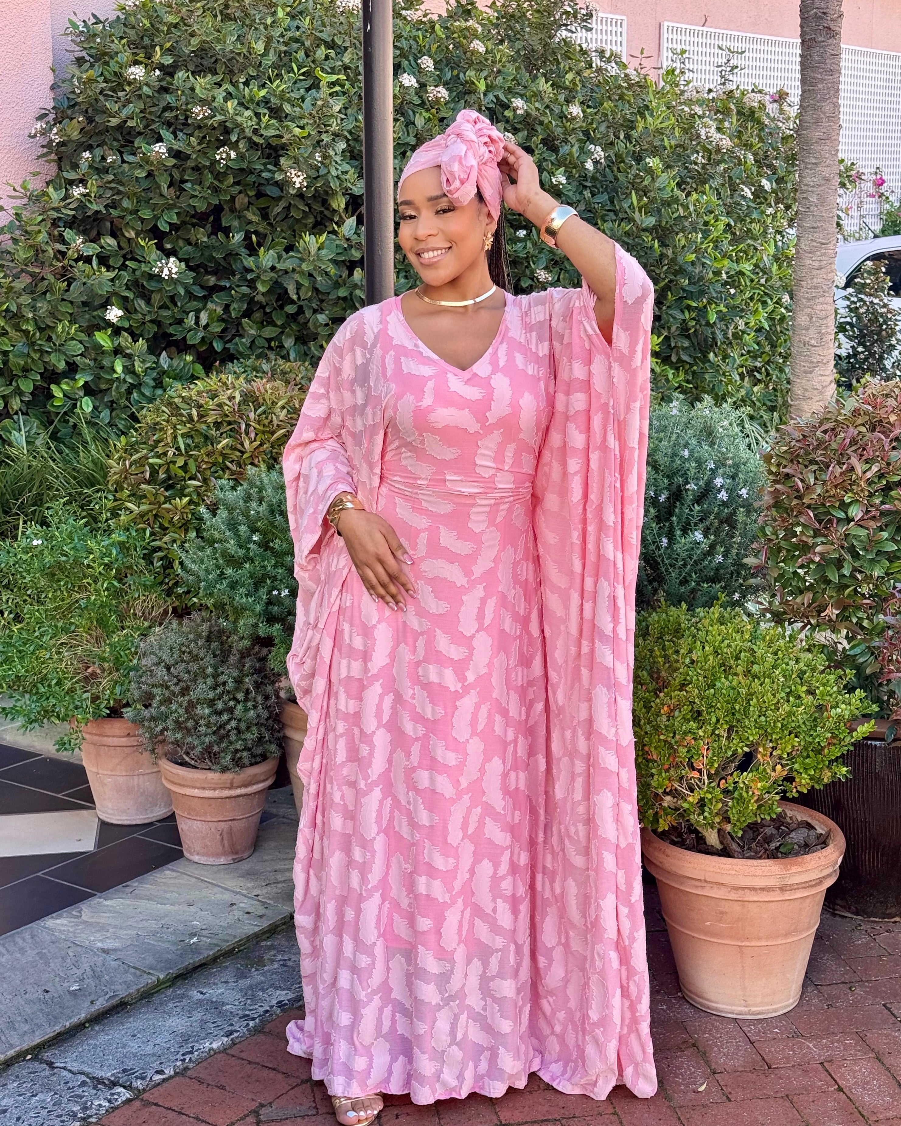 Pink Butterfly Bubu Kaftan