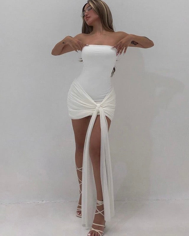 Verona Strapless White Mini Dress
