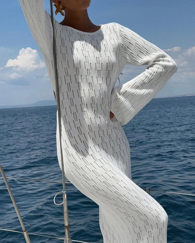 Arani Open-Back Knit Cover-Up Dress