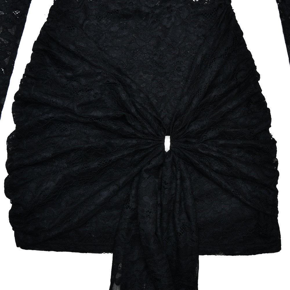 Noir Lace Appliqué Dress