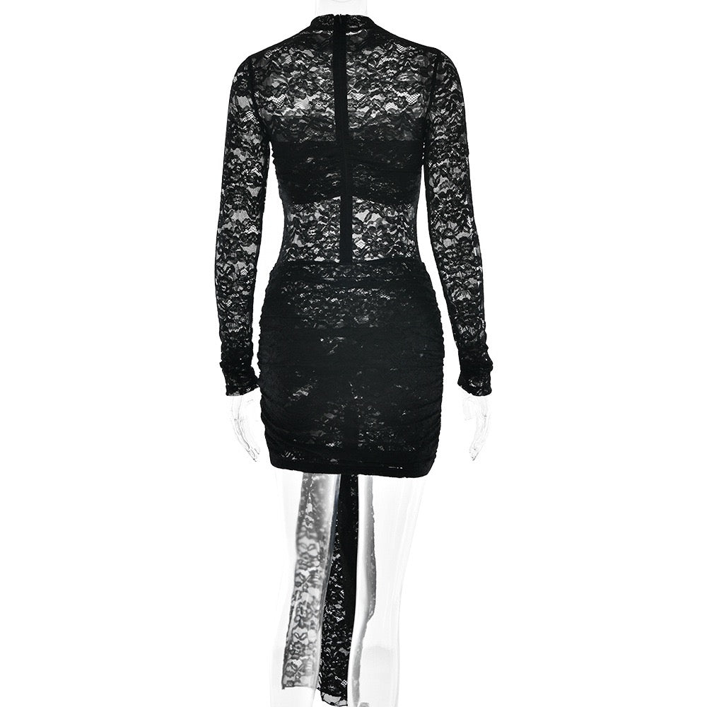 Noir Lace Appliqué Dress