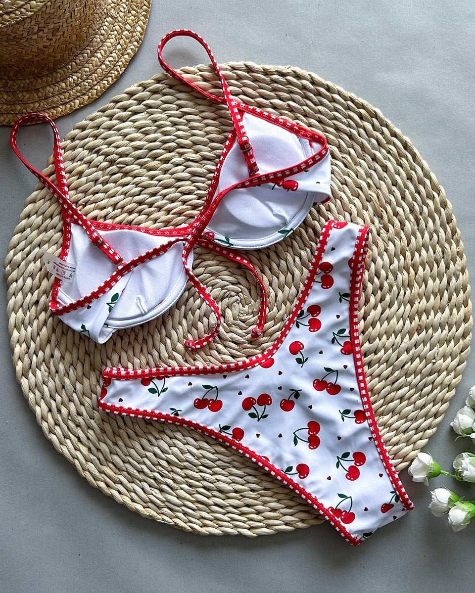 Fiane Cherry Print Bikini Set