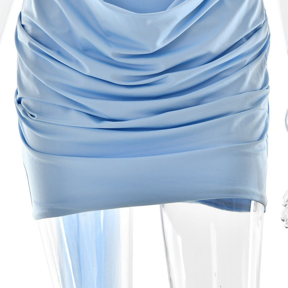 Sky Draped One-Shoulder Dress