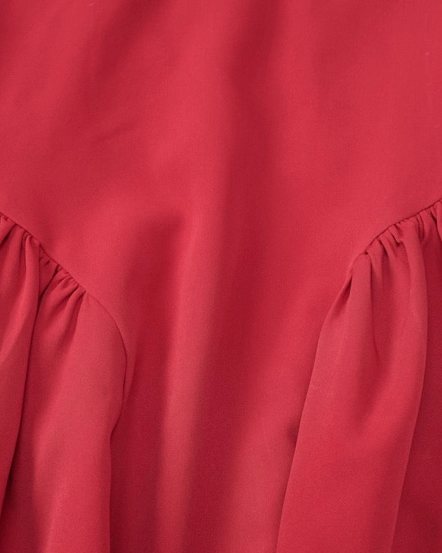 Lustre Red Off-Shoulder Skater Mini Dress