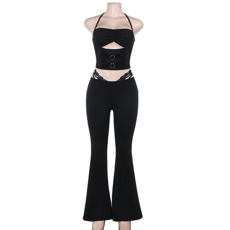 Talia Cutout Halter Pants Set