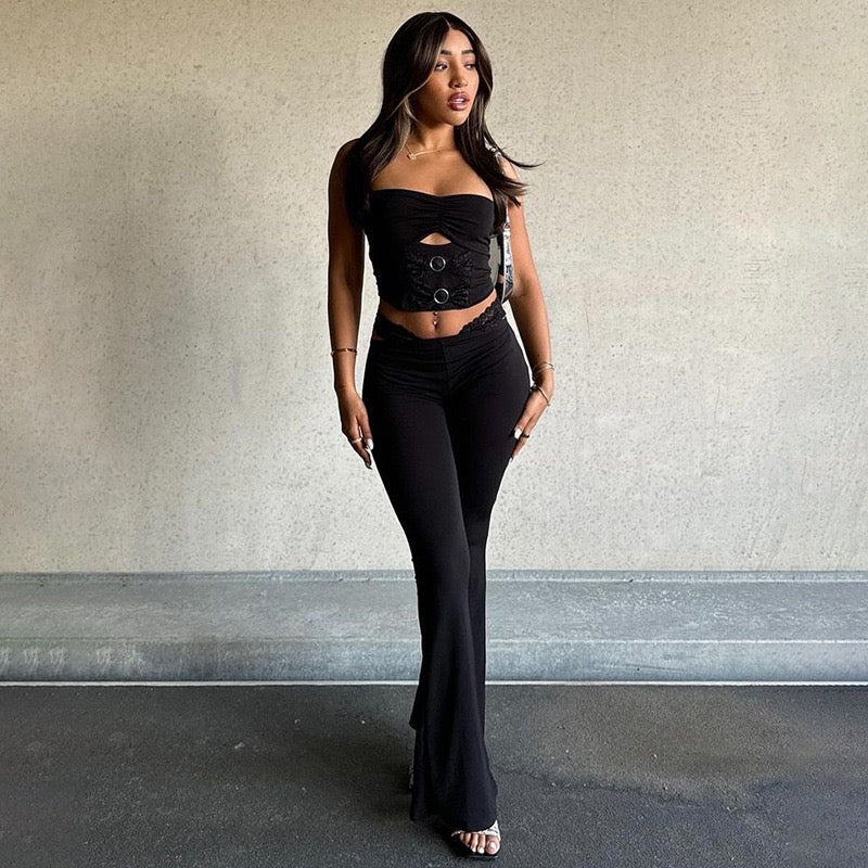 Talia Cutout Halter Pants Set