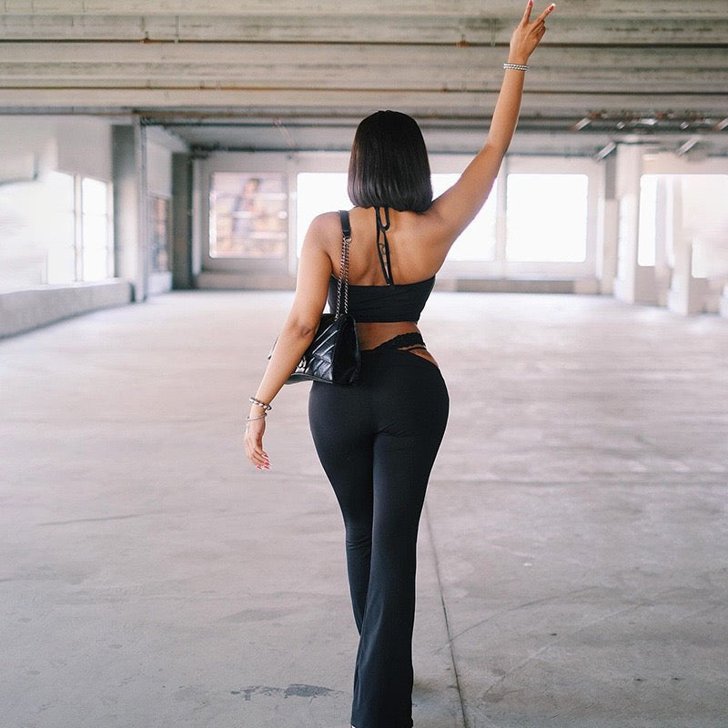 Talia Cutout Halter Pants Set