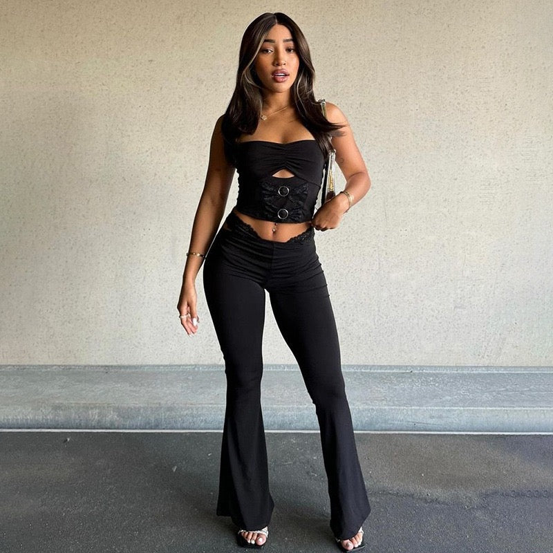 Talia Cutout Halter Pants Set