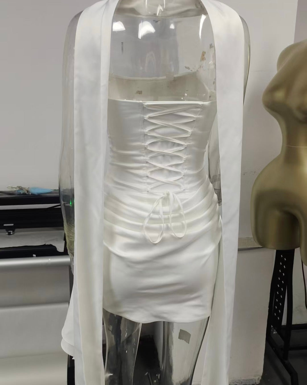 Liora Draped Satin Corset Mini Dress