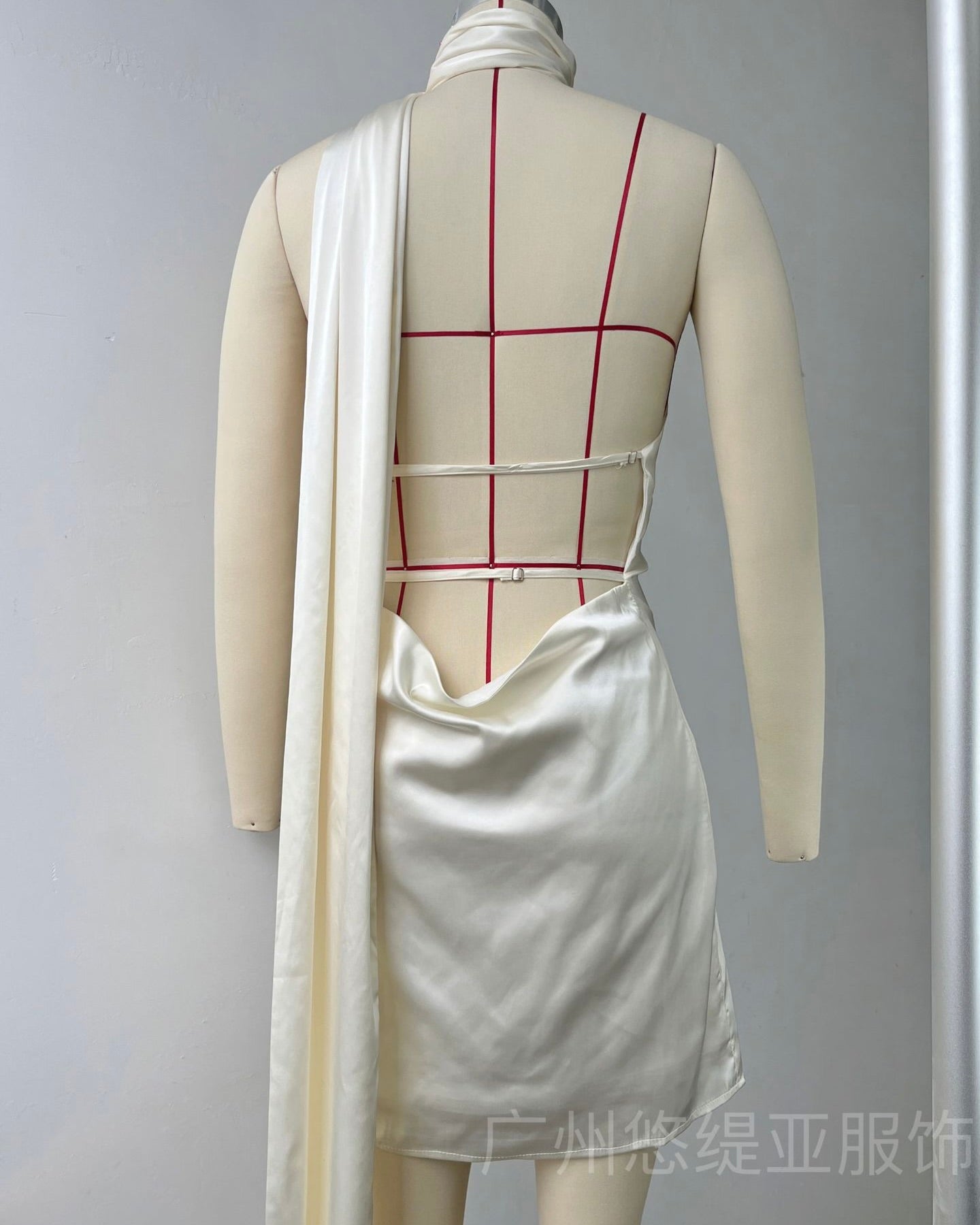 Belmont Satin Scarf-Neck Mini Dress