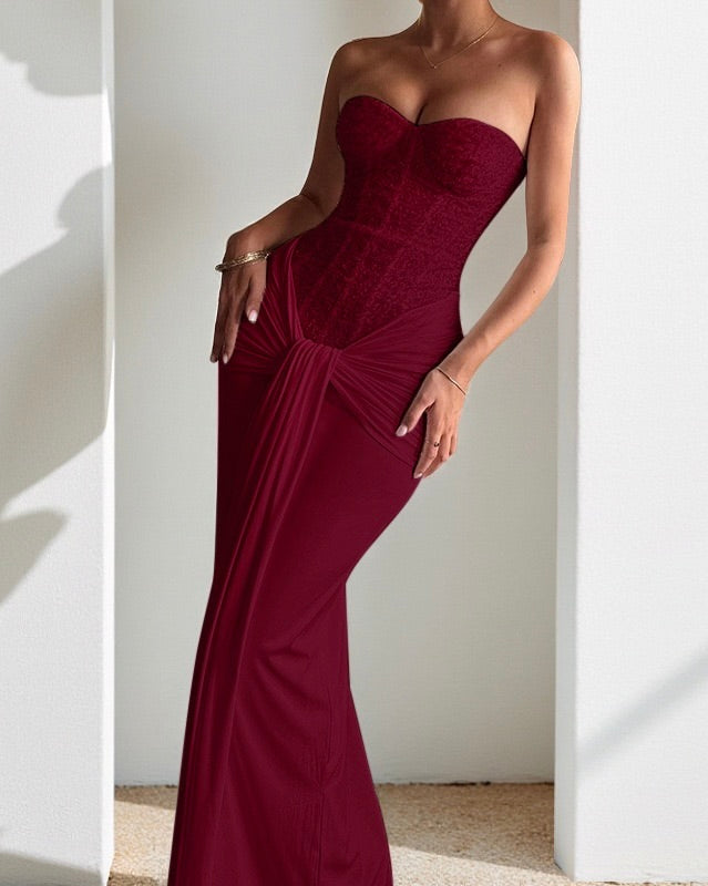 Temptress Corset Draped Maxi Gown