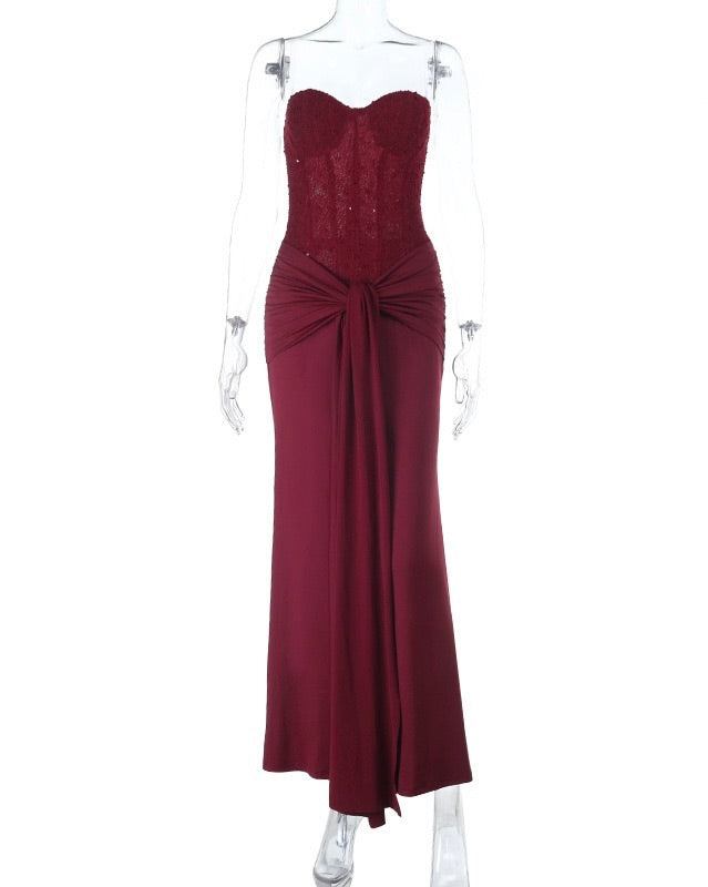 Temptress Corset Draped Maxi Gown