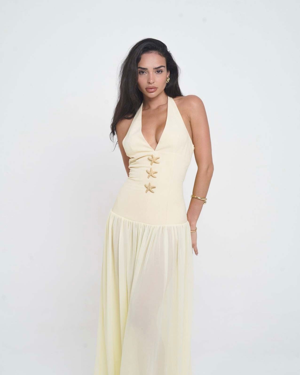 Lustra Star-Detail Halter Maxi Dress