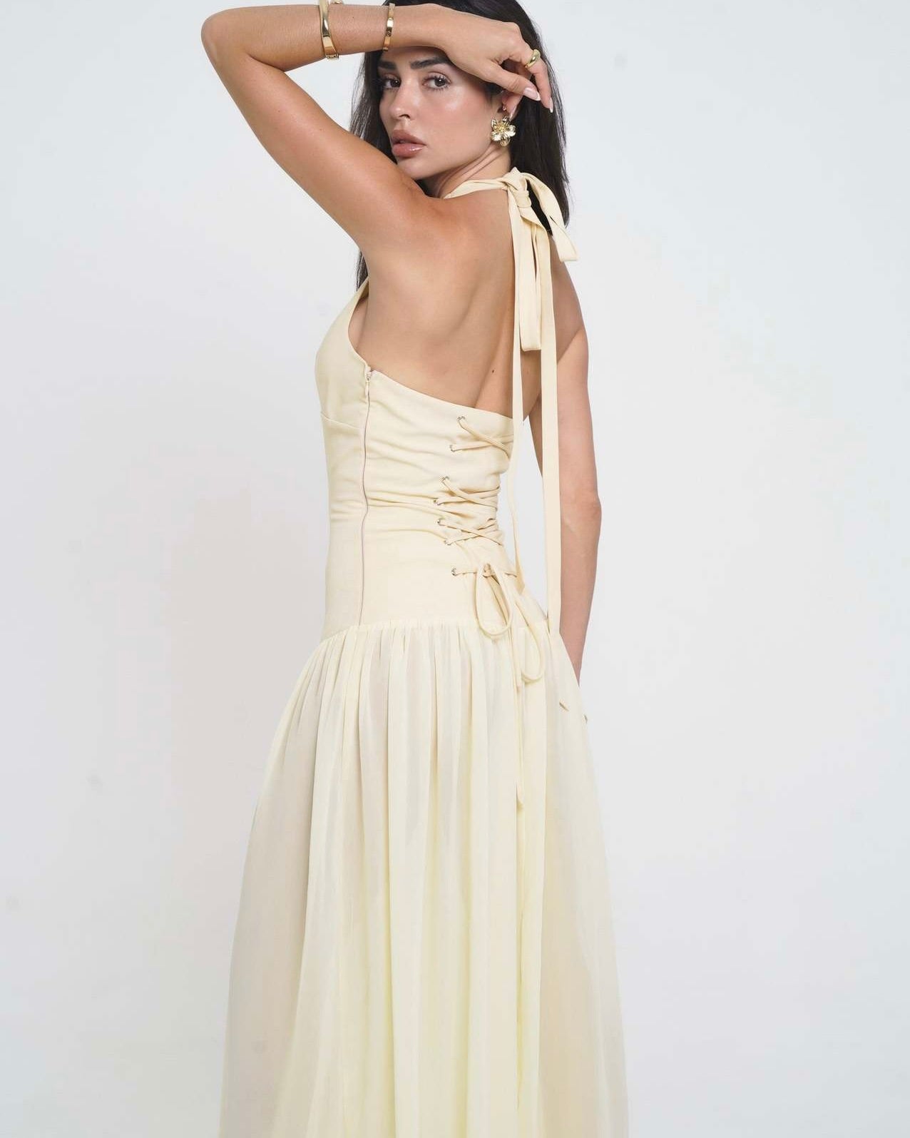 Lustra Star-Detail Halter Maxi Dress