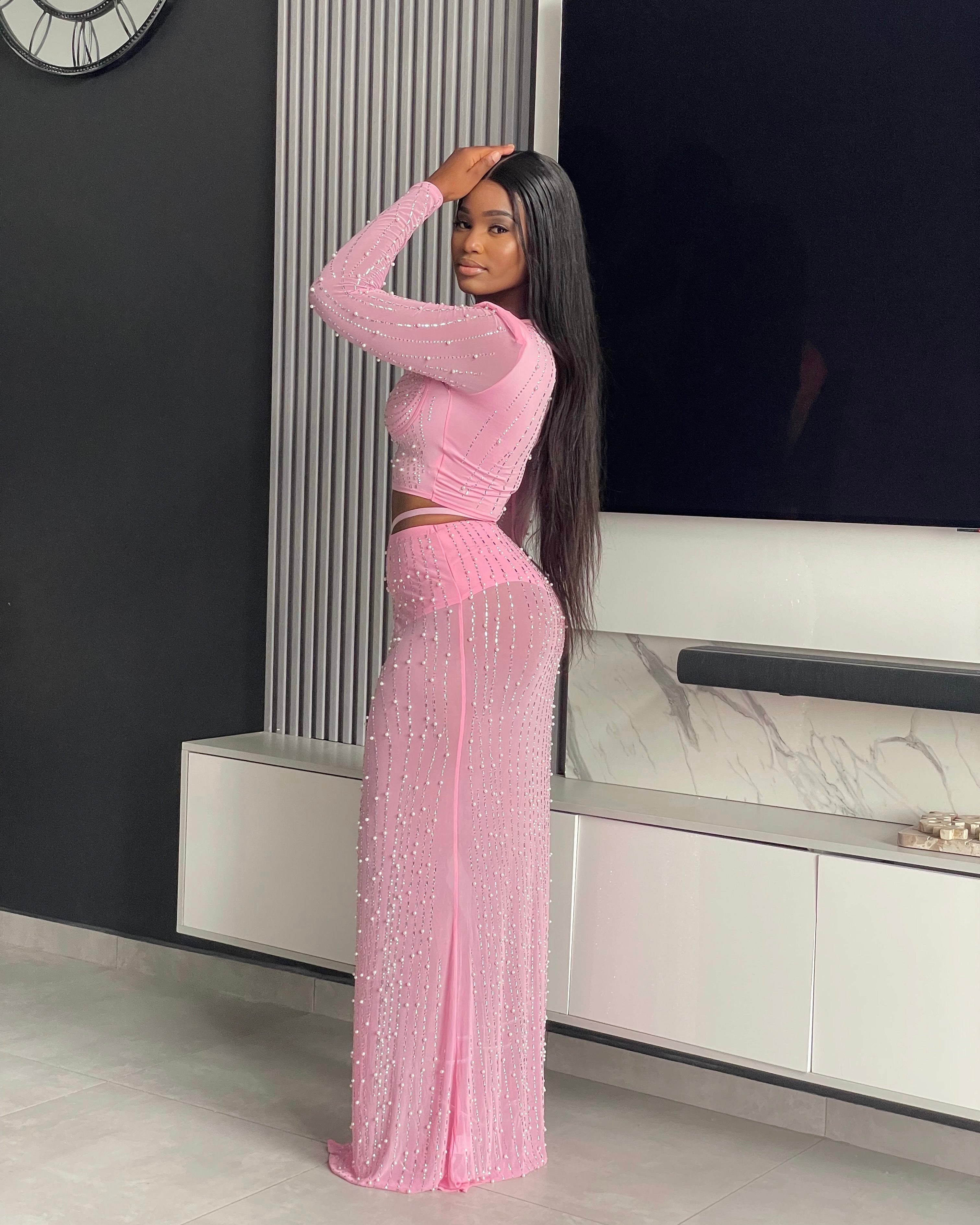 Lasique Rhinestone Skirt Set