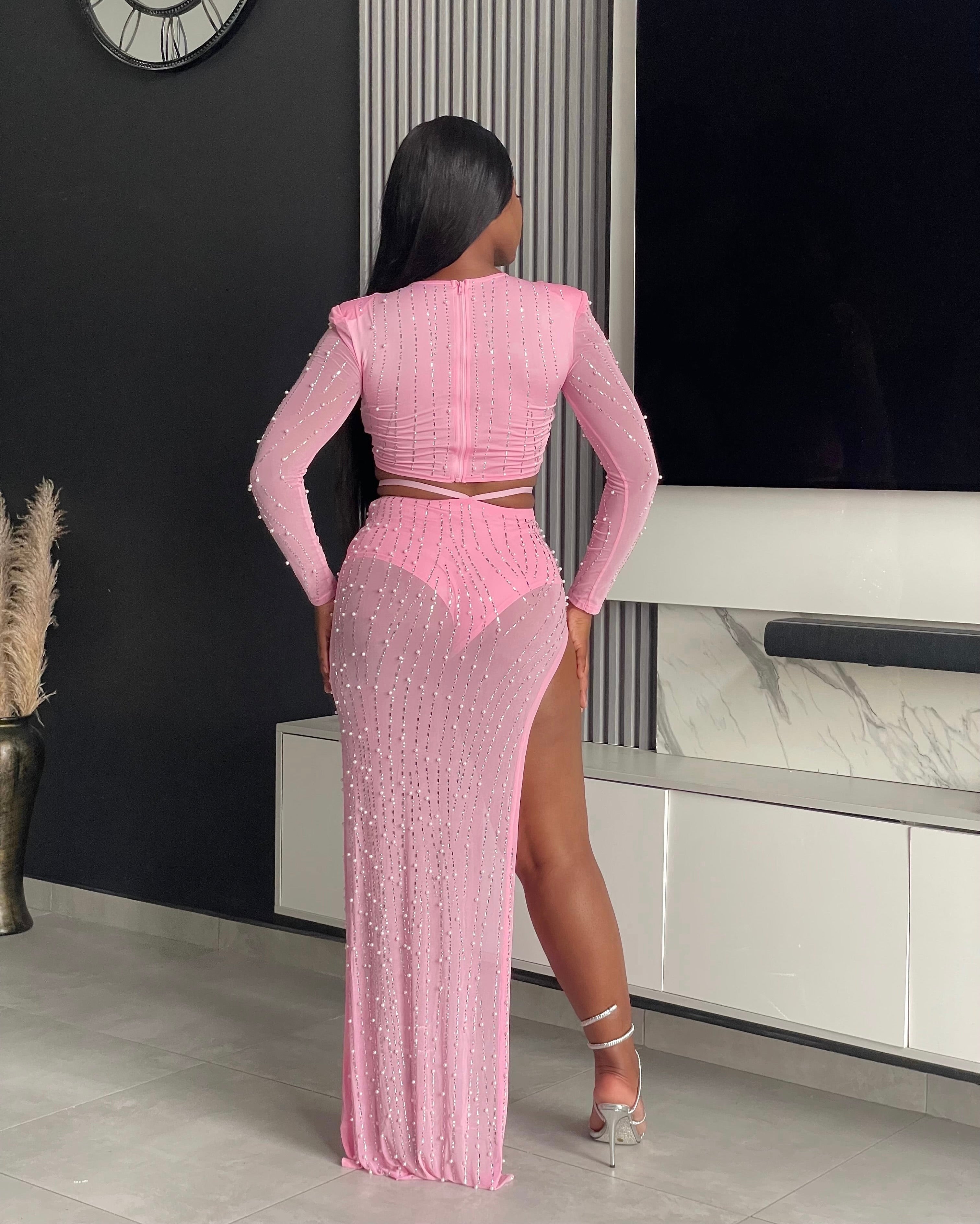 Lasique Rhinestone Skirt Set