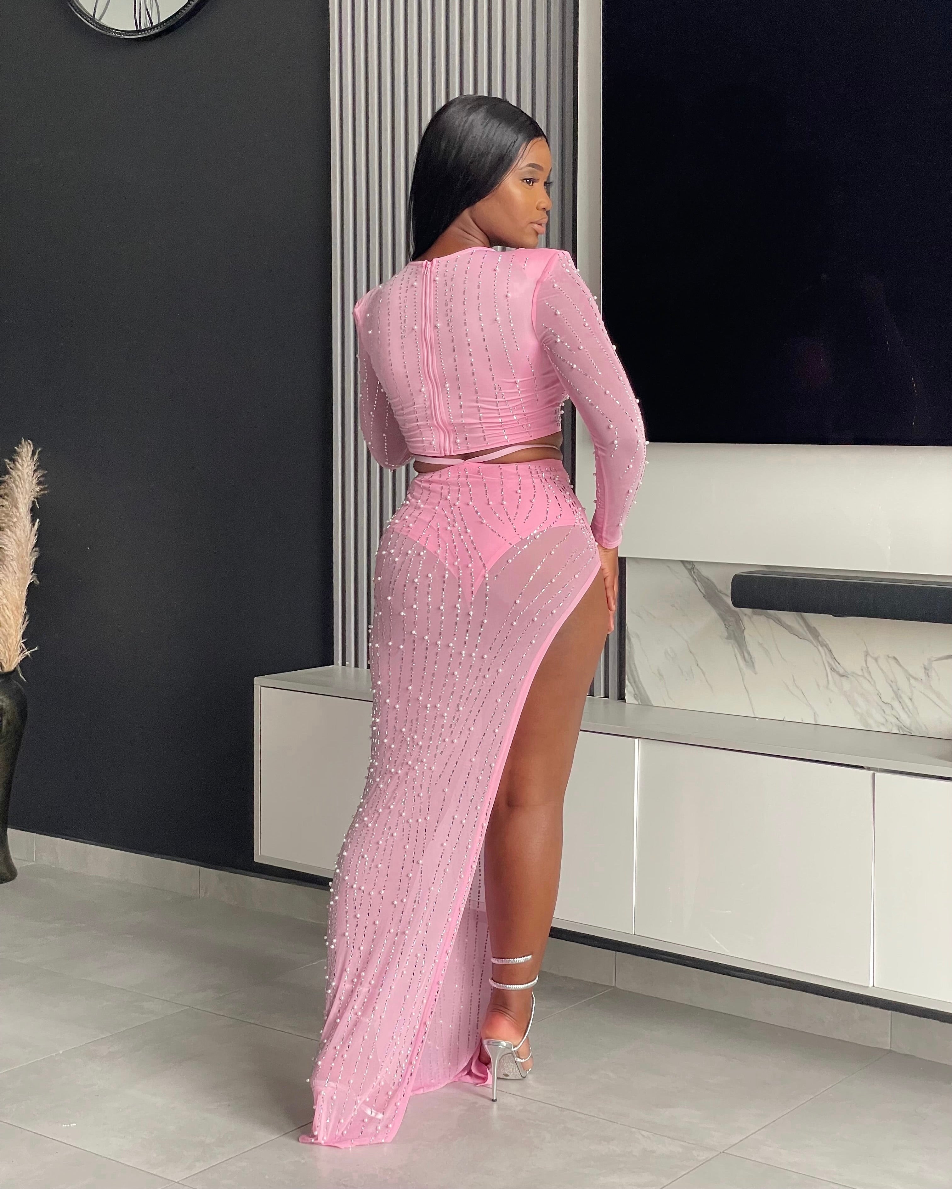 Lasique Rhinestone Skirt Set