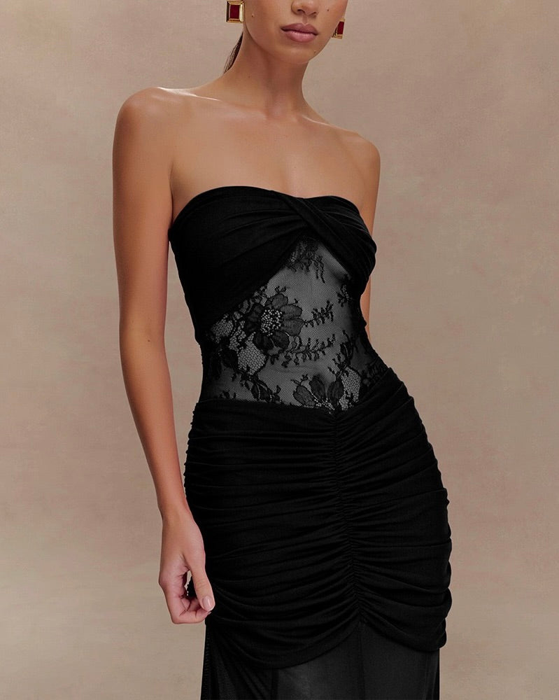 Delphine Lace Illusion Maxi Black