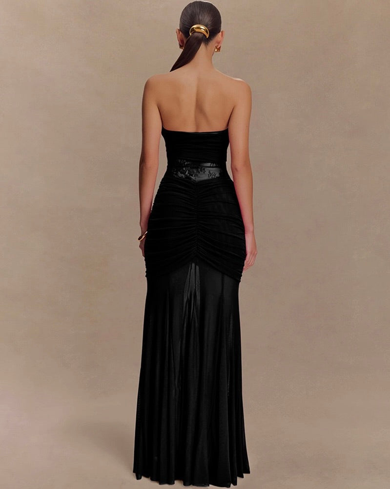 Delphine Lace Illusion Maxi Black