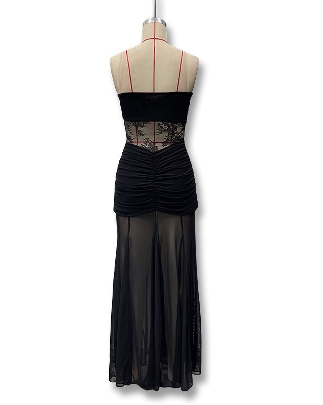 Delphine Lace Illusion Maxi Black