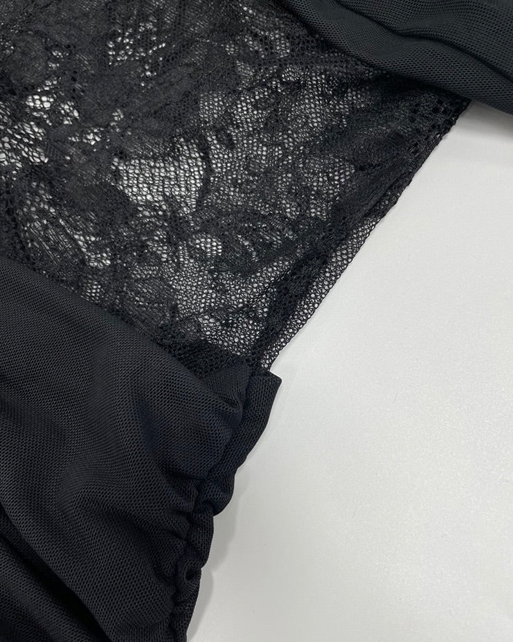 Delphine Lace Illusion Maxi Black