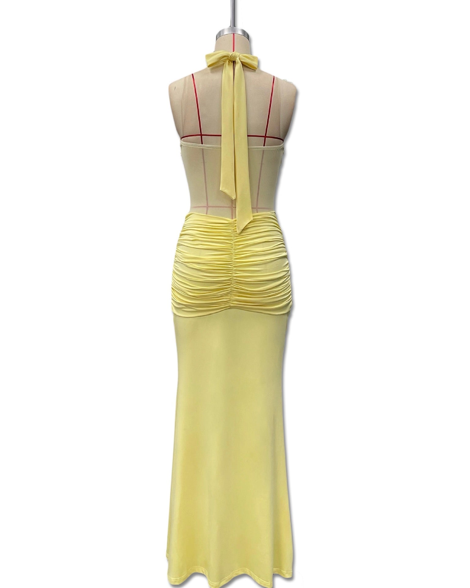 Davina Mesh Illusion Halter Gown