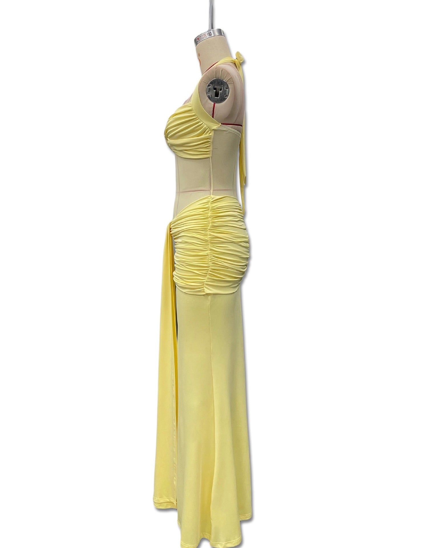 Davina Mesh Illusion Halter Gown