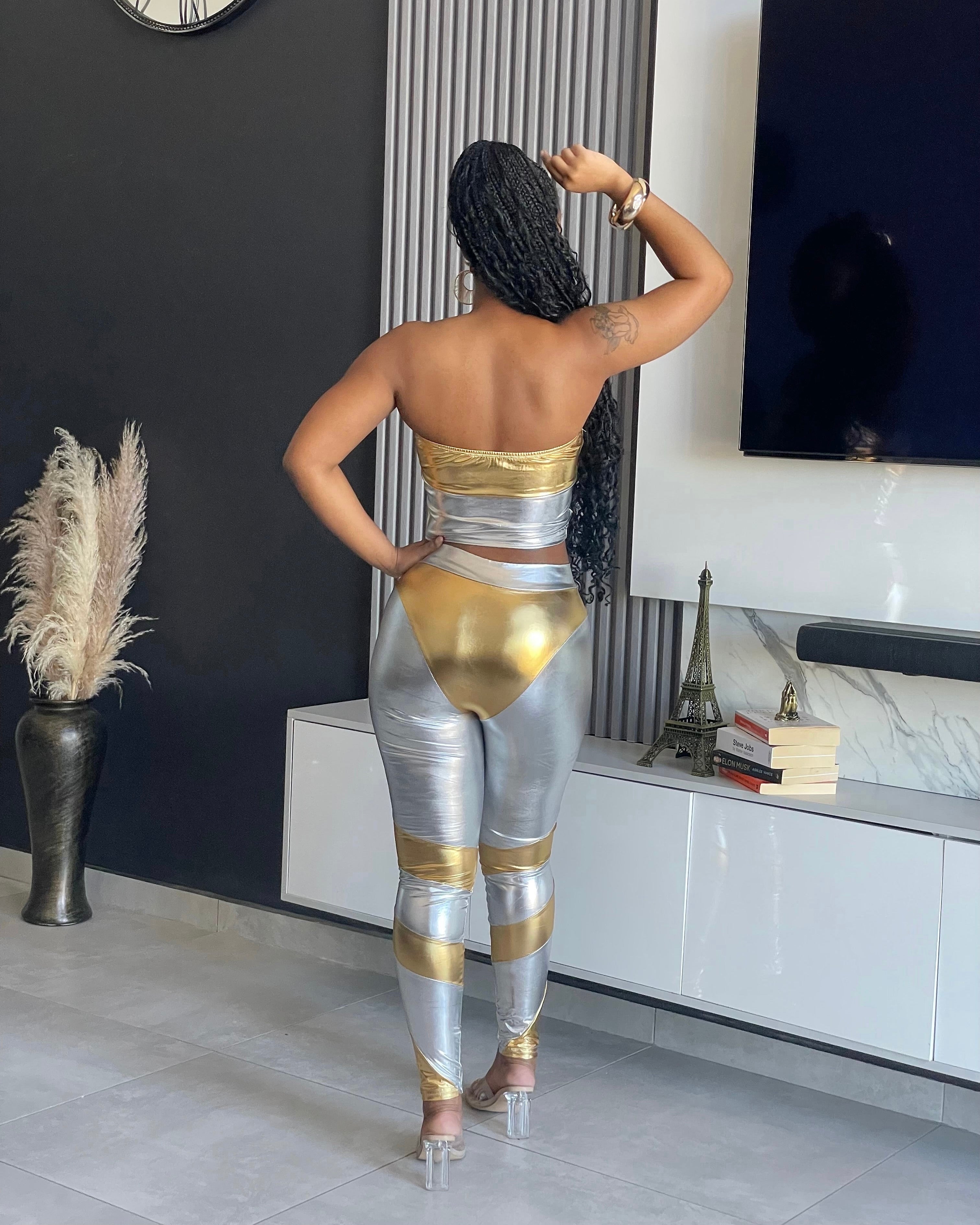 Split Decision Metallic Pant Set