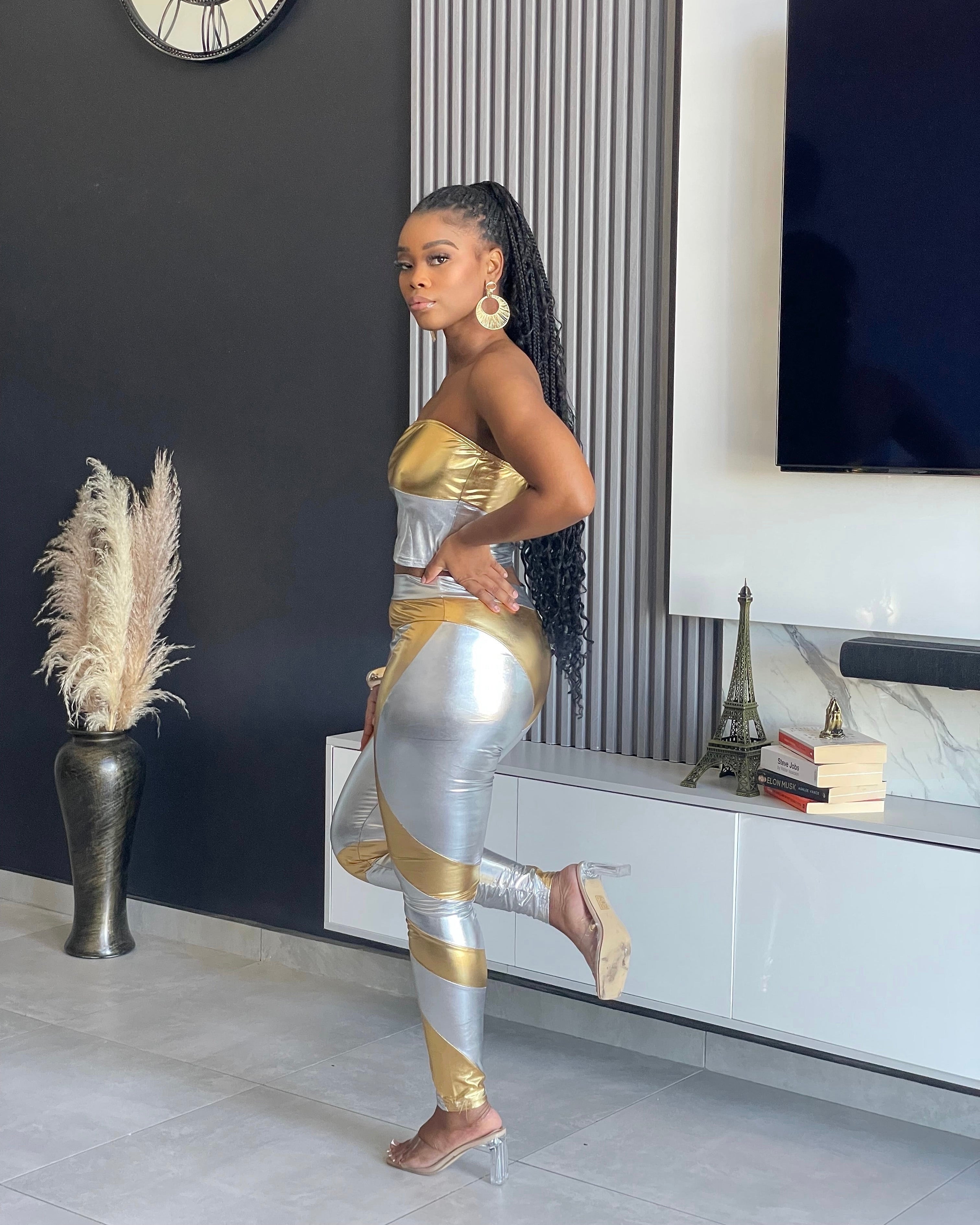 Split Decision Metallic Pant Set