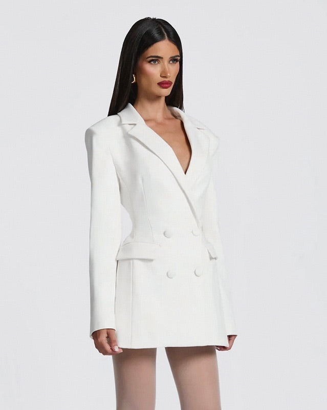 Elyndra Structured Blazer Mini Dress white