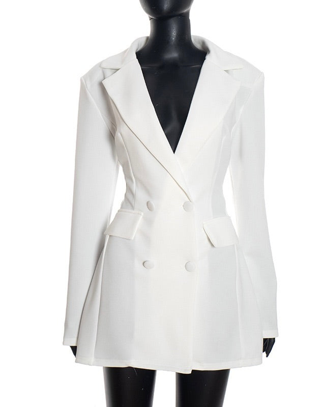 Elyndra Structured Blazer Mini Dress white