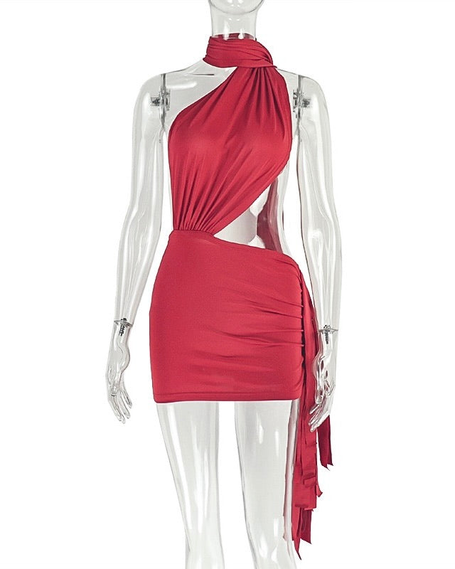 Riva Red Wrap Mini Dress