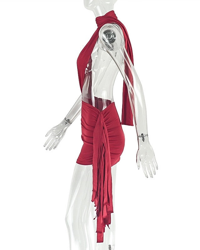 Riva Red Wrap Mini Dress