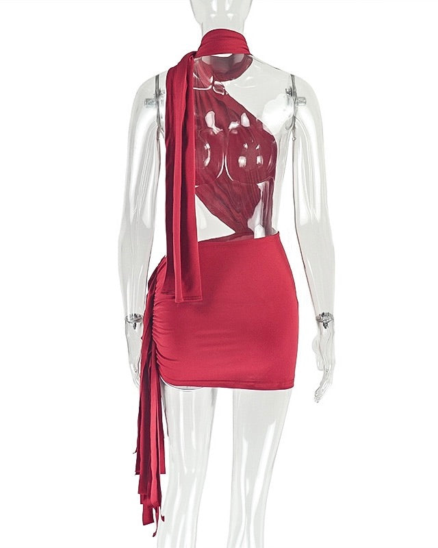 Riva Red Wrap Mini Dress