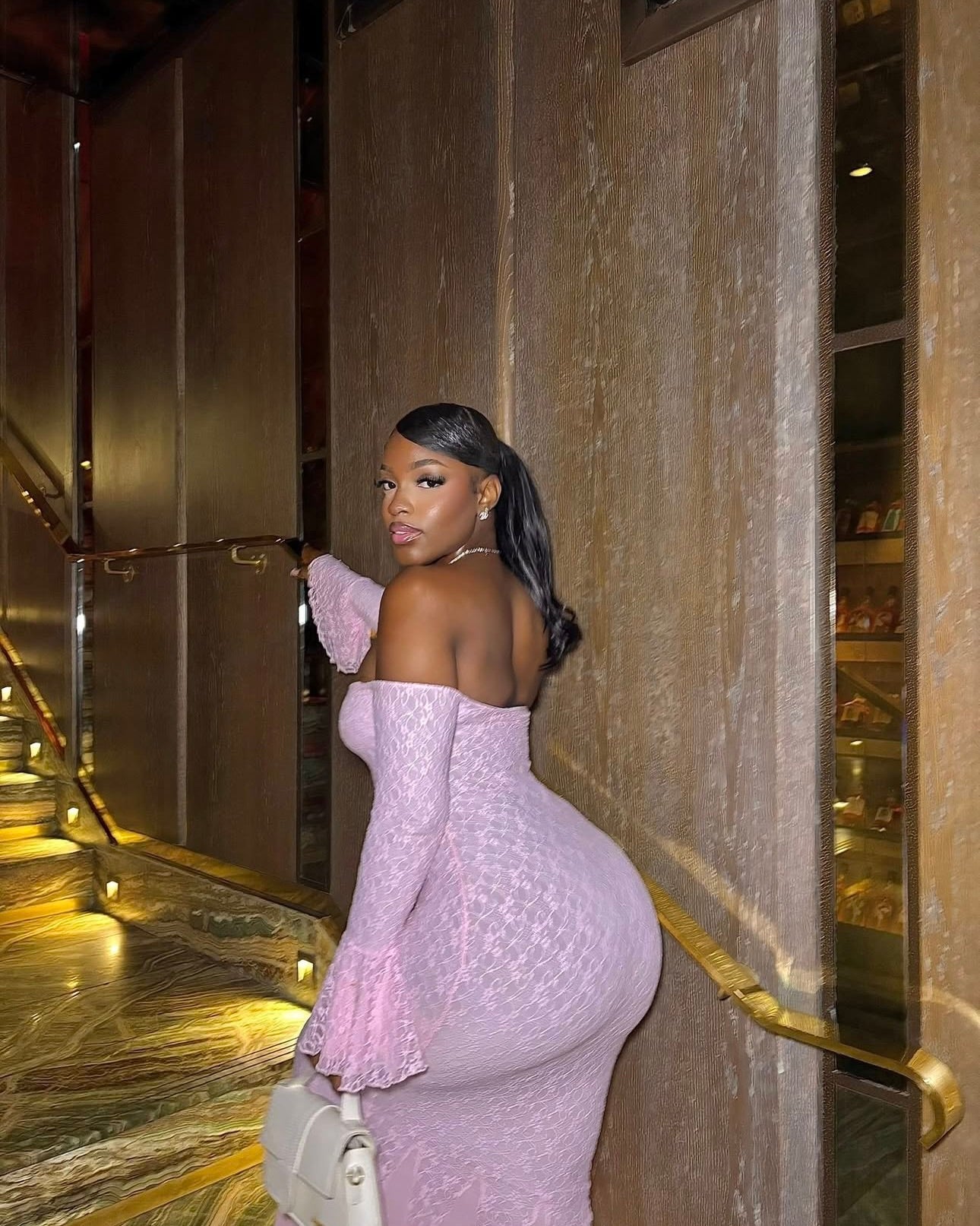 Keke Blush Lace Off-Shoulder Maxi Dress