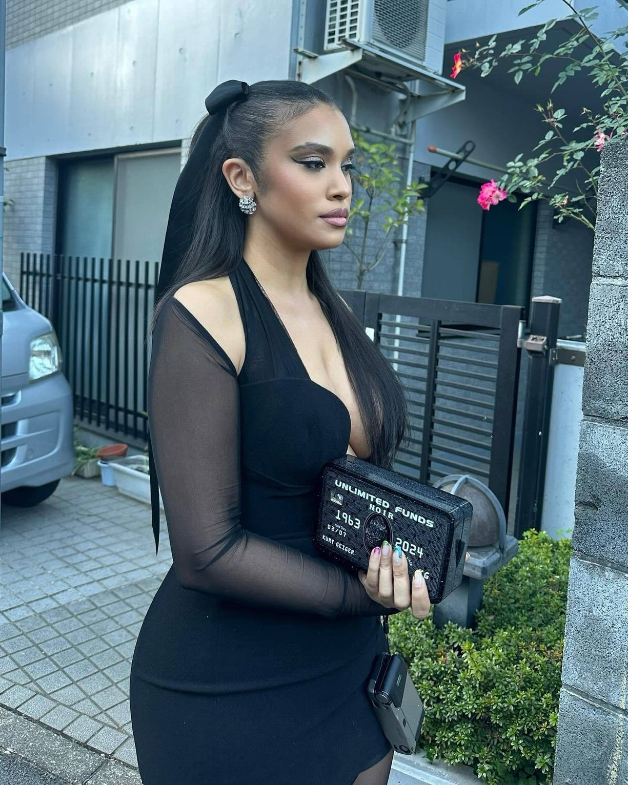 Muse Black Plunge Mini Dress