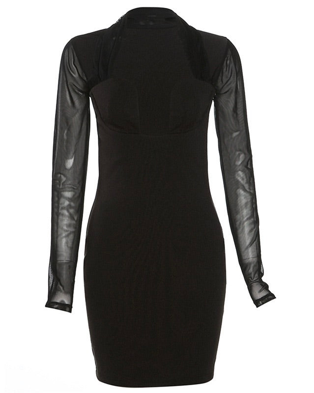 Muse Black Plunge Mini Dress