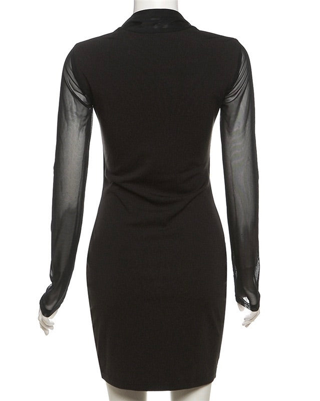 Muse Black Plunge Mini Dress