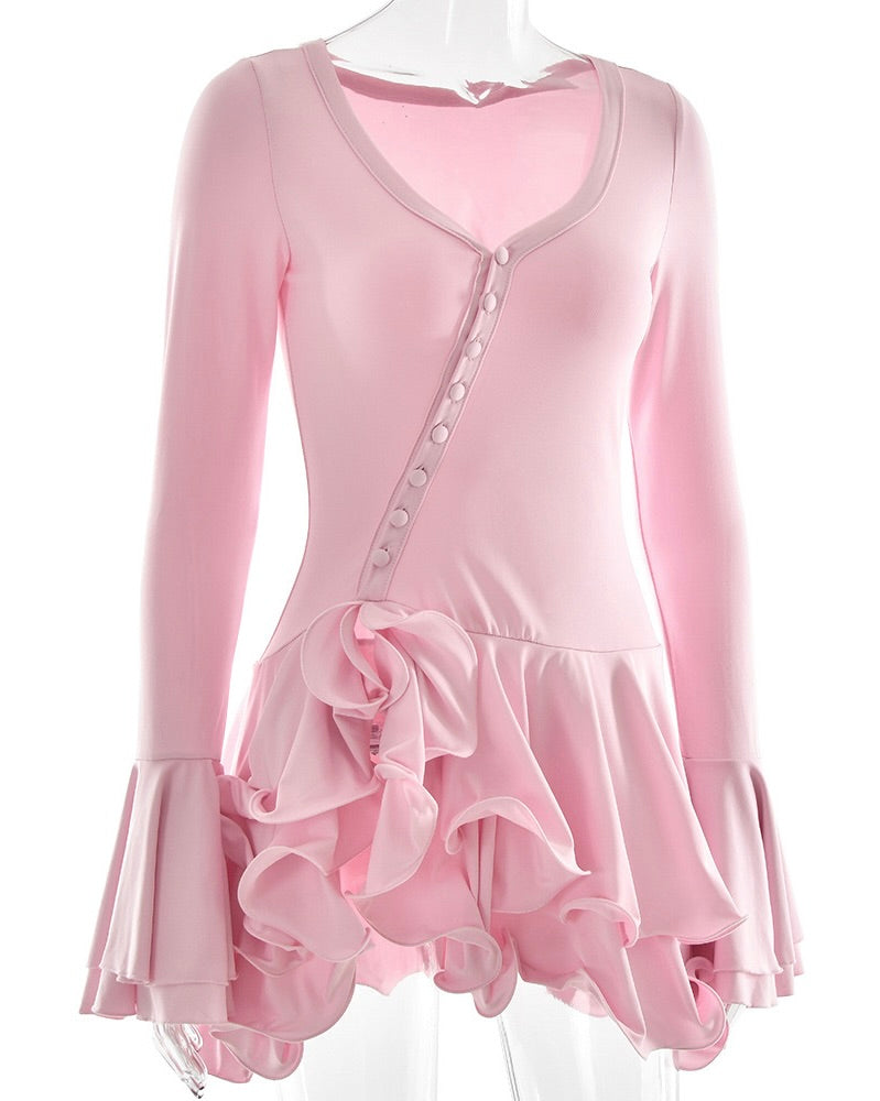Mallory Blush Ruffle Mini Dress