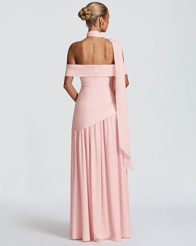Amara Blush Off-Shoulder Maxi Dress