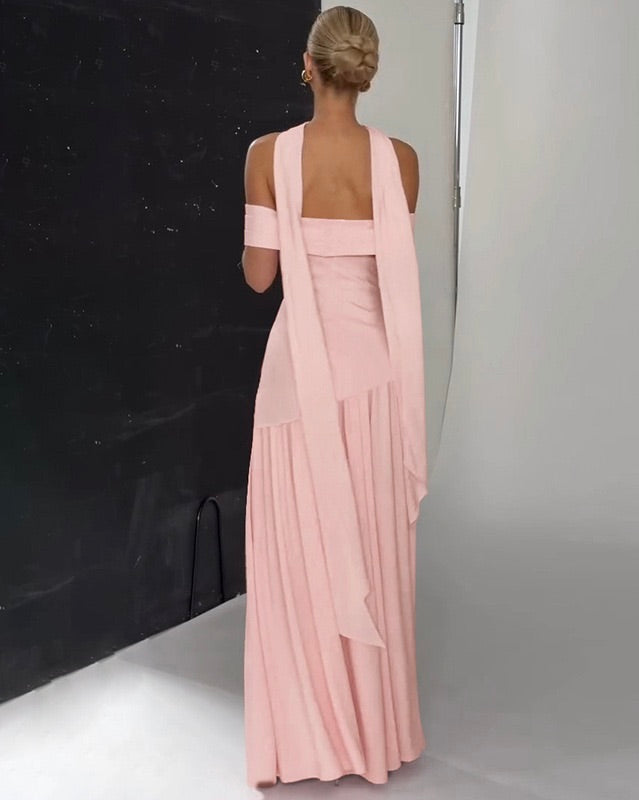 Amara Blush Off-Shoulder Maxi Dress