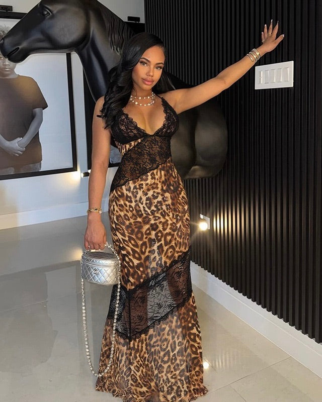 Vixen Leopard Lace Maxi Dress