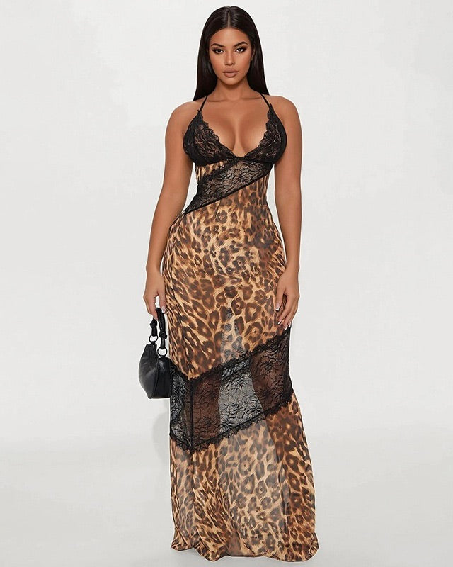 Vixen Leopard Lace Maxi Dress