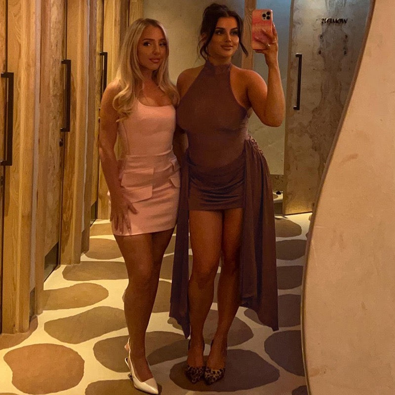 Semma Brown Asymmetrical Ruched Dress