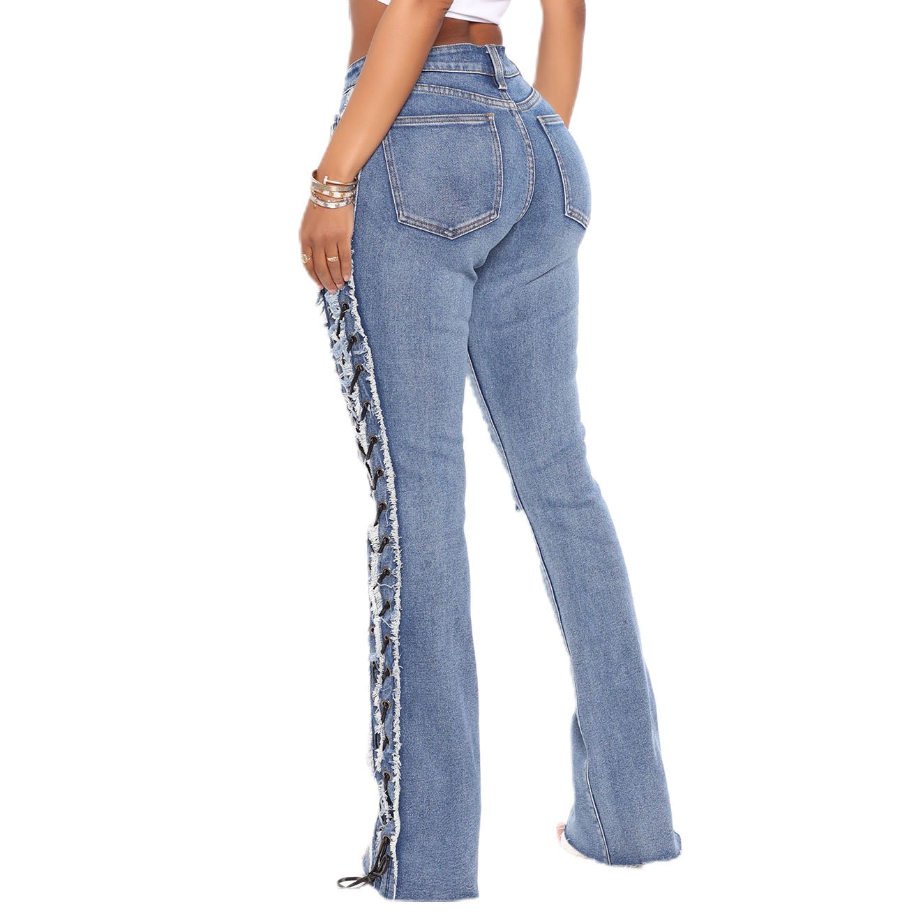 Ariana Distressed Lace-Up Jeans