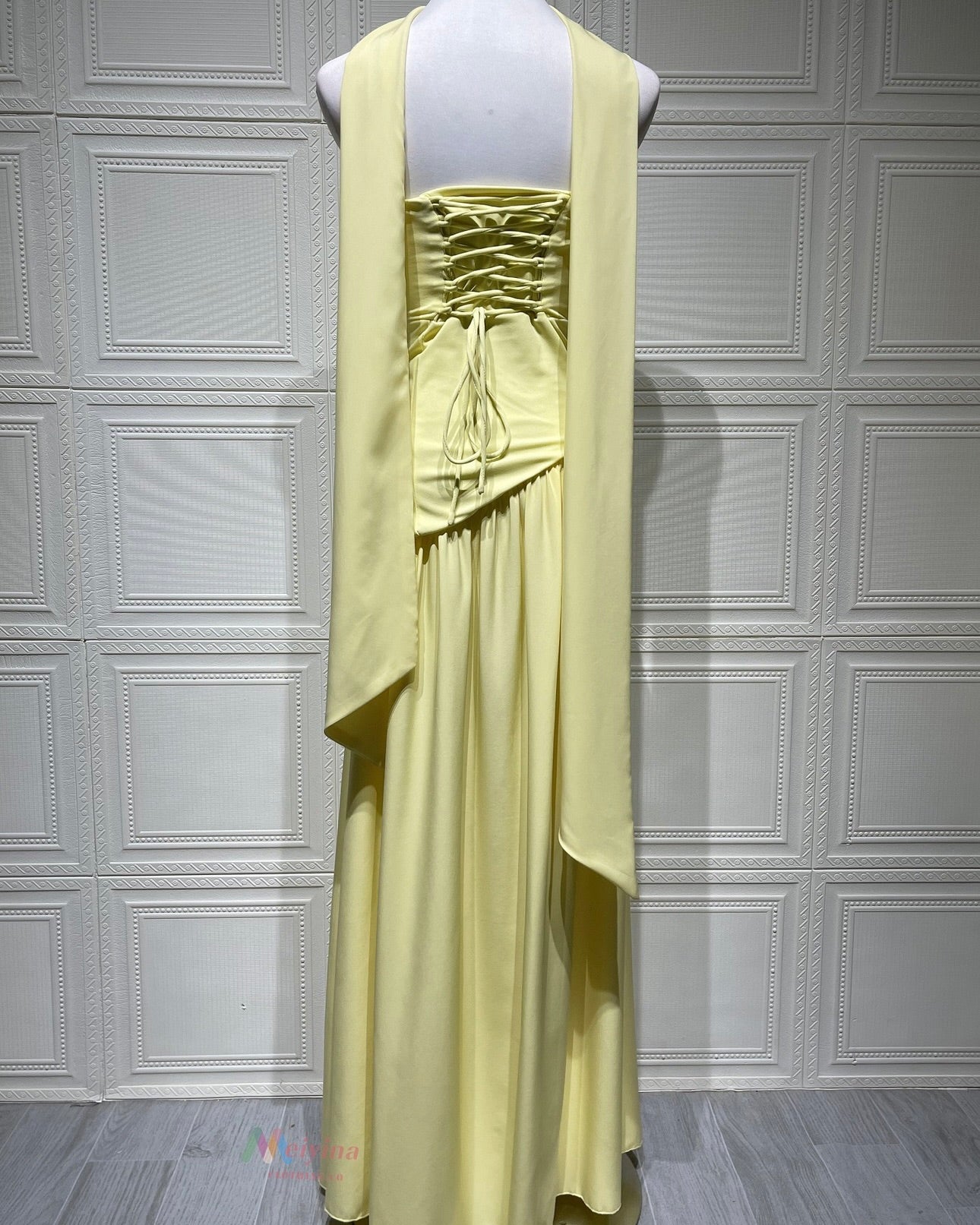 Amara Draped Elegance Gown yellow