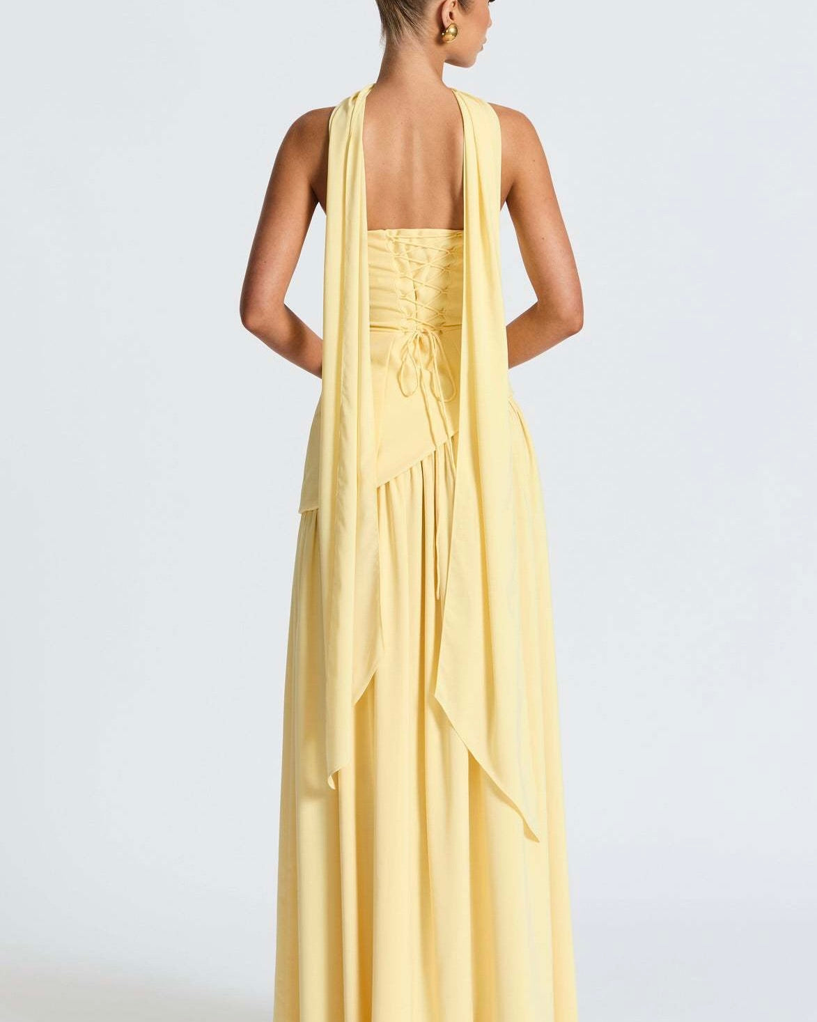 Amara Draped Elegance Gown yellow
