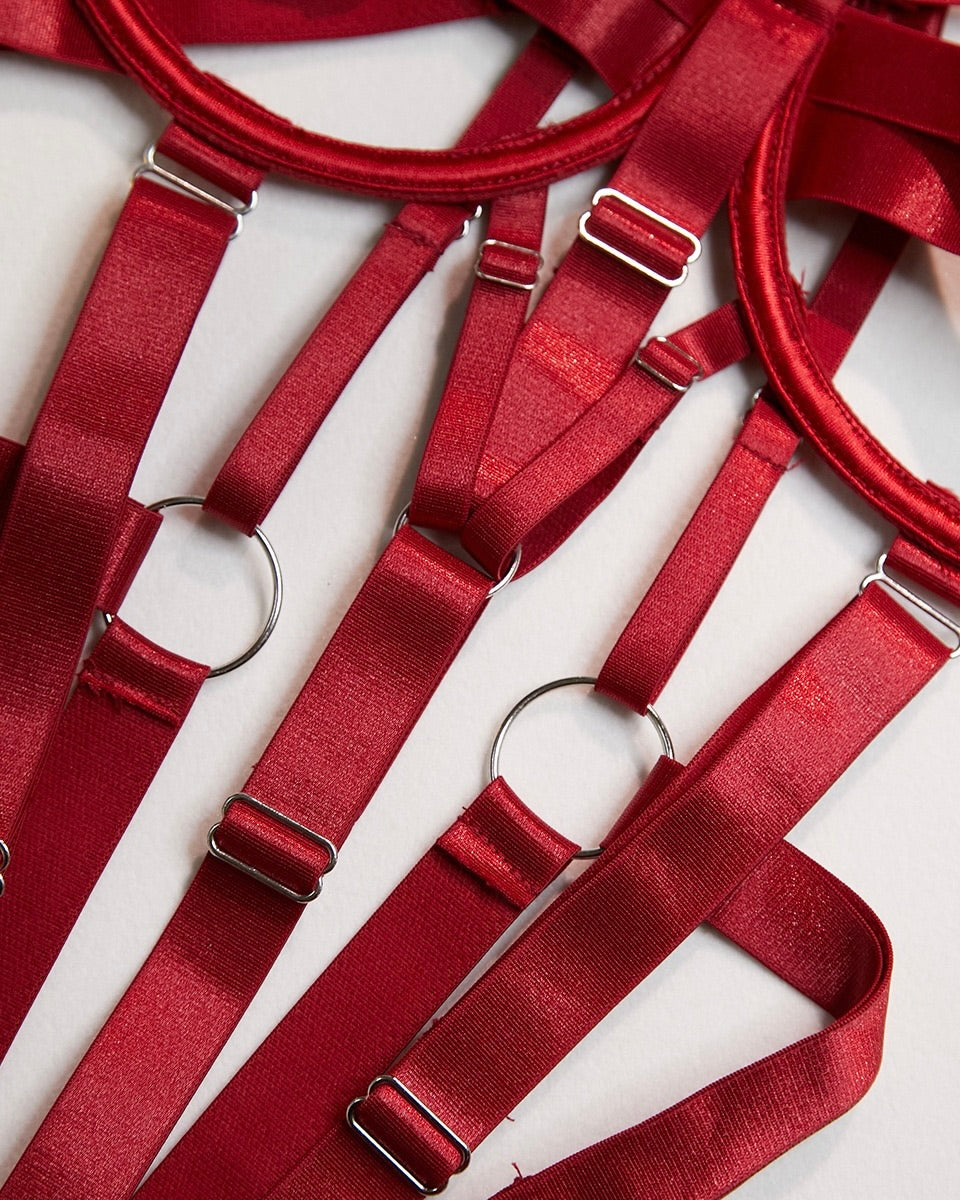 Sinful Red Strap Lingerie Bodysuit Red