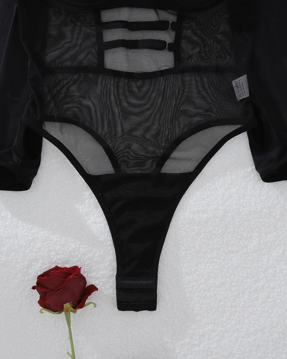 Natalie Black Sheer Robe Lingerie Set