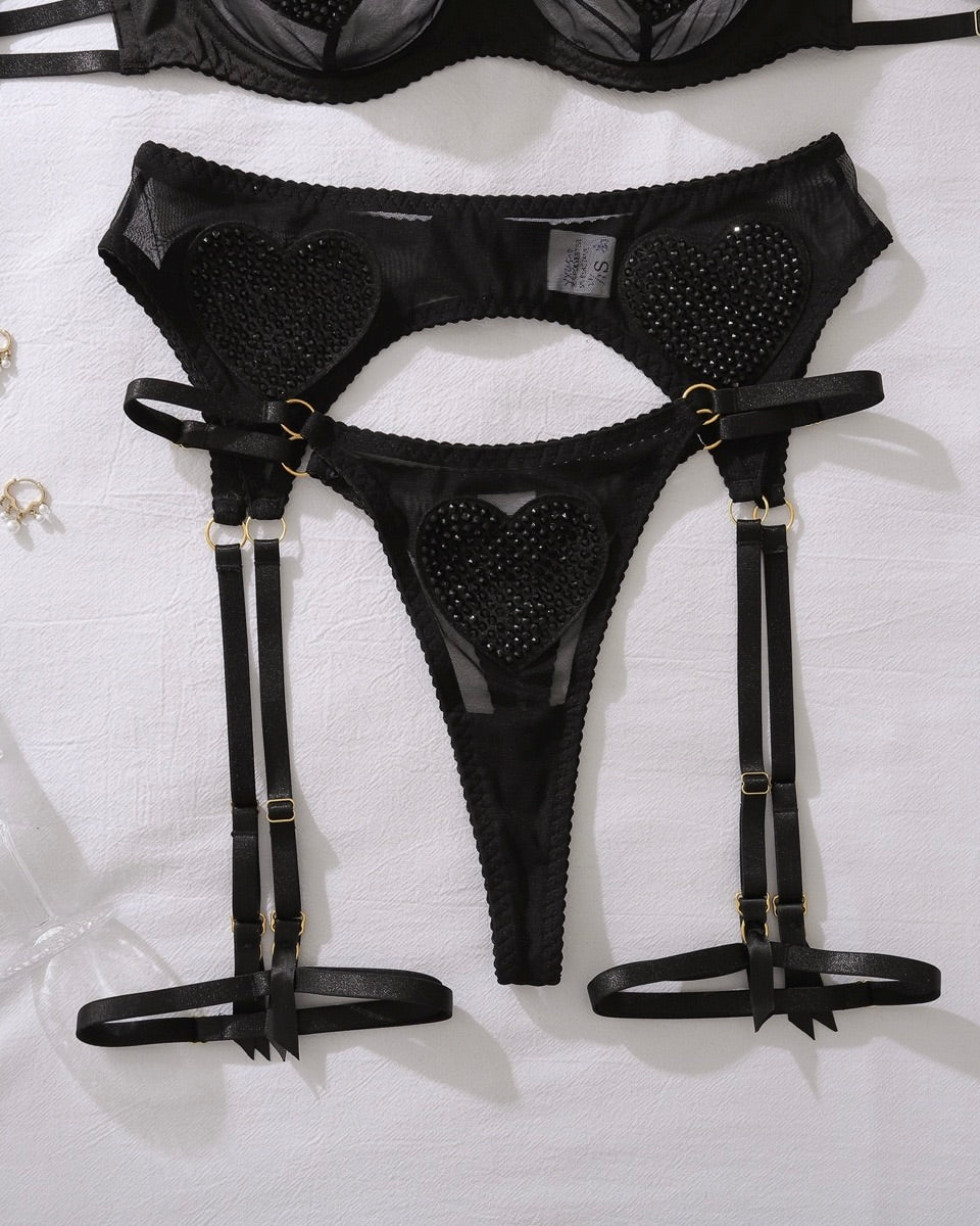 Bare Your Intentions Black Lace Lingerie Set